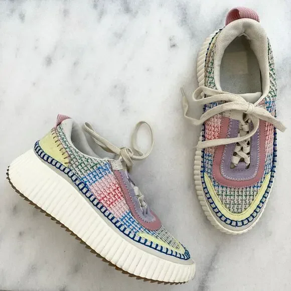 Anthropologie Dolce Vita Dolen Rainbow Knit Sneaker Tennis Shoe Funfetti 7.5 - Picture 5 of 11